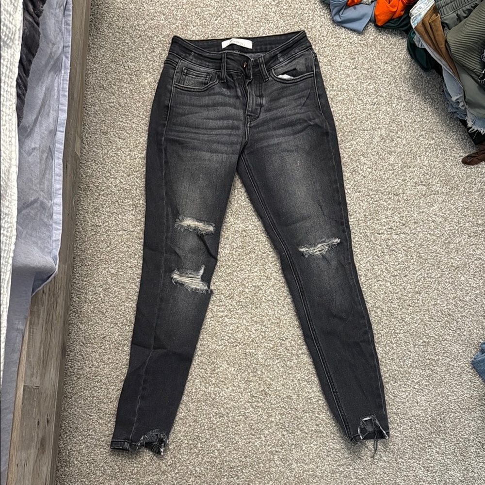 KanCan Black Skinny Jeans with Distressed Details